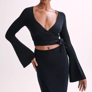 meshki petra flare sleeve knit top